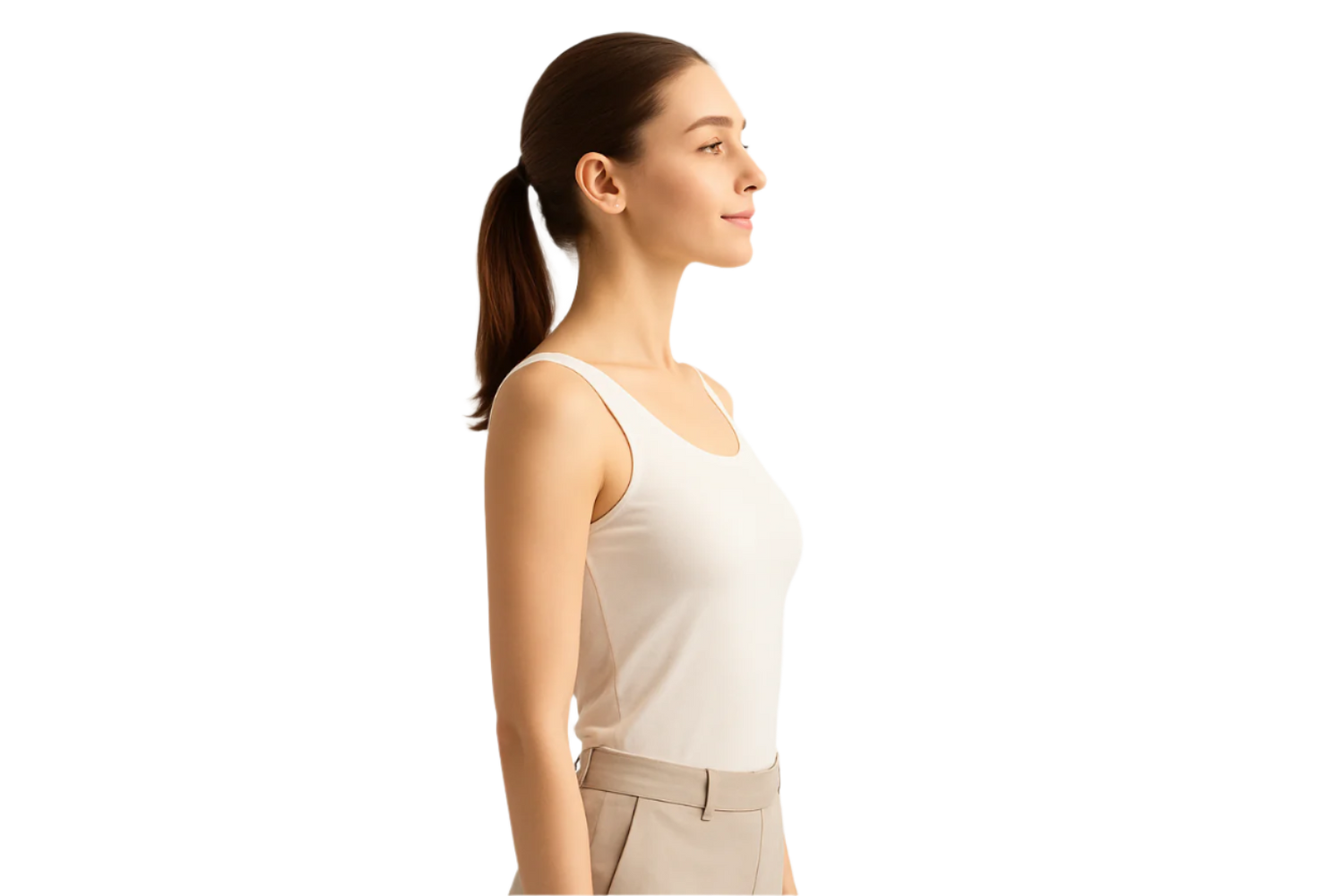 Girl with good posture. Modern, sleek, minimalist.